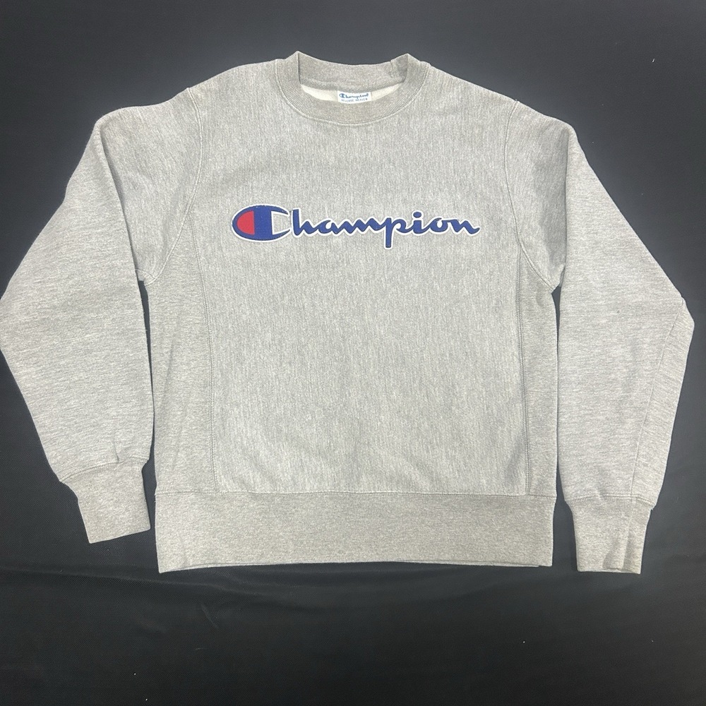 Reverse Weave Champion Crewneck Sweatshirt Men's Small Gray Spellout
